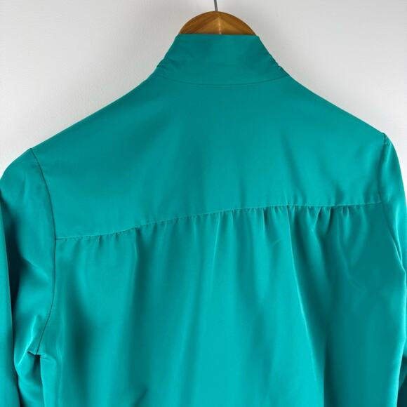 Vintage Pendleton Mock Tie Neck Elegant Teal Blouse with Bow Scarf ~ Sm/Md - Picture 7 of 11